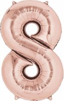 Cijferballon 8 Rose-goud, 16 inch kindercrea