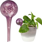 Relaxdays waterdruppelaar 2 stuks - glas - waterbollen voor planten - Ø 6 cm - gekleurd - zwart
