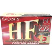 Lot de 3 cassettes SONY HF 60 positions normales - Parfaitement adaptées à toutes les fins d'enregistrement / Cassette Blanco scellée / Platine cassette / Walkman.