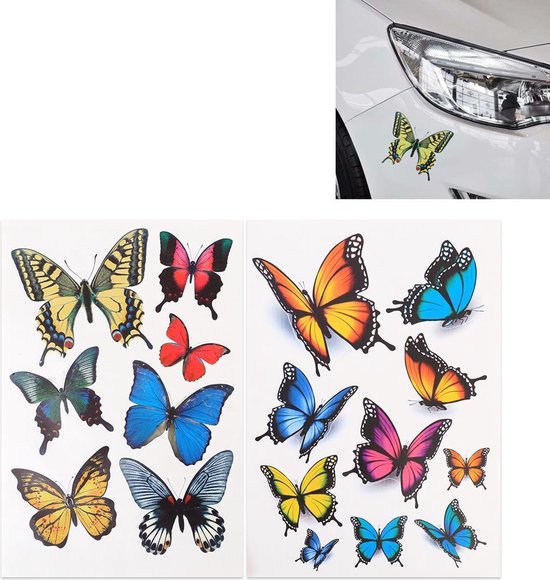 leven Vliegveld Pittig 7 stks vlinder vorm plastic autovrije sticker (kleur) | bol.com