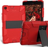 Voor Galaxy Tab A8.0 2019 / T290 schokbestendige tweekleurige siliconen beschermhoes met houder (rood + zwart)