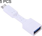 5 stuks micro USB male naar USB 3.0 vrouwelijke OTG-adapter (wit)