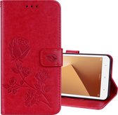 Voor Geschikt voor Xiaomi Redmi Note 5A Lage toewijzing (geen vingerafdrukgaten) Rose reliÃ«f horizontaal flip milieu PU lederen tas met houder & kaartsleuven & portemonnee (rood)