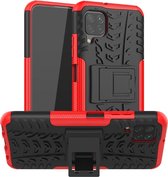 Voor Huawei P40 Lite Tyre Texture Shockproof TPU + PC beschermhoes met houder (rood)