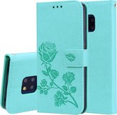 Rose reliÃ«f horizontaal Flip PU lederen tas voor Huawei Mate 20 Pro, met houder & kaartsleuven & portemonnee (groen)