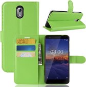 Litchi Texture horizontale flip lederen case voor Nokia 3.1, met portemonnee en houder en kaartsleuven (groen)