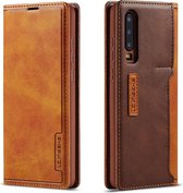 Voor Huawei P30 LC.IMEEKE LC-001-serie PU + TPU kleuraanpassing mat horizontaal flip lederen tas met houder en kaartsleuf (bruin)