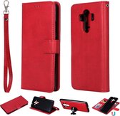 Voor Huawei Mate 10 Pro Effen kleur Horizontaal Flip beschermhoes met houder & kaartsleuven & portemonnee & fotolijst & lanyard (rood)