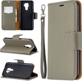 Voor huawei mate 30 lite litchi textuur pure kleur horizontale flip pu lederen tas met houder & kaartsleuven & portemonnee & lanyard (grijs)