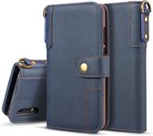 Koeienhuid textuur horizontale flip lederen case voor Huawei P30 Lite, met houder & kaartsleuven & portemonnee & sling (blauw)