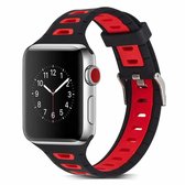 T-vorm tweekleurige siliconen horlogeband voor Apple Watch Series 3 & 2 & 1 38 mm (zwart rood)