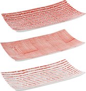 J-Line Schaal Print Porselein Rood/Wit Assortiment Van 3