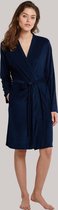 SCHIESSER dames badjas, kort model, dun badstof, donkerblauw -  Maat: L