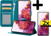 Samsung S20 FE Hoesje Book Case Met 2x Screenprotector - Samsung Galaxy S20 FE Case Wallet Hoesje Met 2x Screenprotector - Turquoise