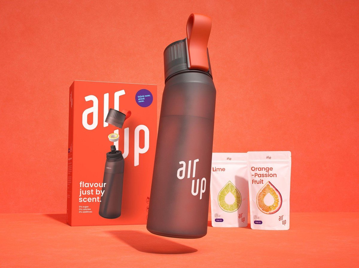 Drinkfles Air Up antraciet/oranje incl. 5 geurpods