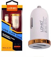 LDNIO C22 Zwart 2 USB Port Autolader 2.1A met Type C USB Kabel geschikt voor o.a Huawei Mate 9 10 Lite 20 Pro Nova 3