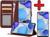Samsung A42 Hoesje Book Case Met Screenprotector - Samsung Galaxy A42 Hoesje Wallet Case Portemonnee Hoes Cover - Bruin