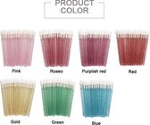 Lipgloss / Oogschaduw Borsteltjes - 350 stuks - 7 X 50 stuks in verschillende kleuren met glitter - Roze - Roseo - Paars/rood - Rood - Goud - Groen - Blauw  - Lipgloss applicators - brush lip