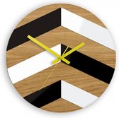 BLIKSEM Design Houten Klok met Decoratieve Strepen Zwart & Wit 33 cm