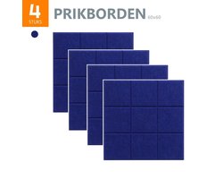 Prikbord 4 Tegels | Memobord | Wandbord | Magneetbord | Tekstbord | Prikborden | Wanddecoratie | Zelfklevend | Diepblauw