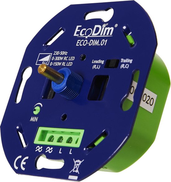 LED dimmer 0-300 Watt Fase aan- en afsnijding ECO-DIM.01 | bol.com