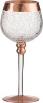 J-Line Kaarshouder Bol Op Voet Craquele Glas Transparant/Koper Small