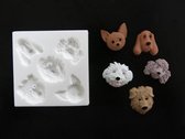 Sillicreations Silicone mal Dog Faces mold Hondjes Hondekopjes