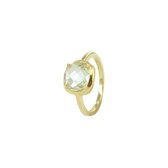 Silventi 9SIL-21259 Zilveren Ring - Dames - Prasioliet - Vierkant Geslepen - 7 x 7 mm - Maat 52 - Gold Plated (Verguld / Goud op Zilver)