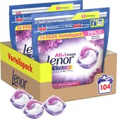 Lenor All in 1 Wasmiddel Pods Amethist & Bloemen Boeket - 2x52 Wasbeurten - Voordeelverpakking