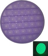 Dielay - Pop It - Fidget Toy - 12,5 cm - Glow in the Dark - Paars Rond