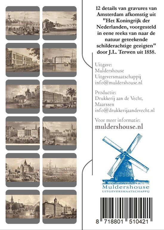 Wenskaarten - 12 ansichtkaarten van Amsterdam met staalgravures van J.L. Terwen uit 1858 en later.