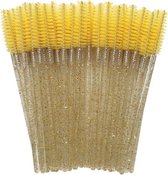 50 Stuks Gele glitter Make-Up Wimpers Borstels Voor Wimper Extension - Mascara Applicator Wands - Siliconen Wegwerp Mascara Borstel Make Up kwasten