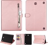 Voor Samsung Galaxy Tab A8.0 (2015) T35 Mode Kalfsstructuur Rits Horizontale Flip Leren Case met Standaard & Kaartsleuven & Portemonnee & Wake-up / Slaapfunctie (Rose Goud)