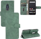 Voor Fujitsu Arrows Be4 (F-41A) Effen kleur Huidgevoel magnetische gesp Horizontale flip kalftextuur PU lederen tas met houder & kaartsleuven & portemonnee (groen)