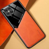 Voor OPPO A92s All-inclusive lederen + organische glazen beschermhoes met metalen ijzeren plaat (geel)