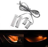 4 STUKS Universele Auto LED Binnenhandvat Licht Sfeerverlichting Decoratieve Lamp DC12V / 0,5 W Kabellengte: 75 cm (Geel Licht)