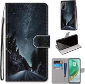 Voor Xiaomi Mi 10T 5G / 10T Pro 5G / Redmi K30s Gekleurde tekening Cross Texture Horizontale flip PU lederen hoes met houder & kaartsleuven & portemonnee & lanyard (Mountain Road Starry Sky)