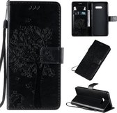 Voor LG G8X Boom & Kat Patroon Geperst Afdrukken Horizontale Flip PU Lederen Case met Houder & Kaartsleuven & Portemonnee & Lanyard (Zwart)