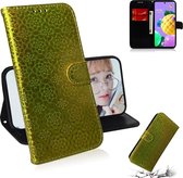 Voor LG K42 / K52 / Q52 Effen Kleur Kleurrijke Magnetische Gesp Horizontale Flip PU Lederen Case met Houder & Kaartsleuven & Portemonnee & Lanyard (Goud)