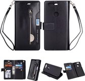 Voor OnePlus 5T Multifunctionele Rits Horizontale Flip Leren Case met Houder & Portemonnee & 9 Kaartsleuven & Lanyard (Zwart)