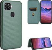 Voor ZTE A1 ZTG01 5G Koolstofvezel Textuur Magnetische Horizontale Flip TPU + PC + PU lederen tas met kaartsleuf (groen)