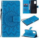 Voor OnePlus 8T Sun Embossing Pattern Horizontale Flip Leather Case met Card Slot & Holder & Wallet & Lanyard (Blue)