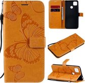 Voor Geschikt voor Xiaomi Redmi 9C 3D Vlinders Embossing Patroon Horizontale Flip Leren Case met Houder & Kaartsleuf & Portemonnee (Geel)