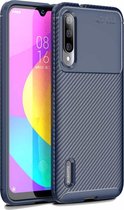 Carbon Fiber Texture Shockproof TPU Case voor Xiaomi Mi CC9e Blue