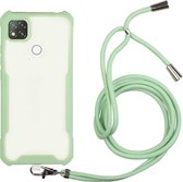 Voor OPPO A15 acryl + kleur TPU schokbestendig hoesje met nekkoord (avocado)