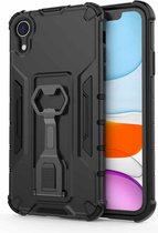 Peacock Style PC + TPU beschermhoes met flesopener voor iPhone XR (zwart)