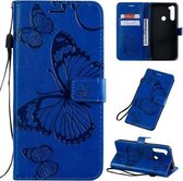 Voor Xiaomi Redmi Note 8T Pressed Printing Butterfly Pattern Horizontale Flip PU Leather Case met houder & kaartsleuven & portemonnee & Lanyard (blauw)