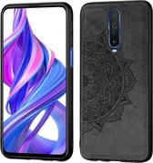 Voor Xiaomi Redmi K30 / POCO X2 Mandala Reliëf Doek Cover PC + TPU Mobiele Telefoon Case met Magnetische Functie en Draagriem (Zwart)