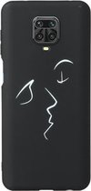 Voor Xiaomi Redmi Note 9 Pro Black Frosted Painted TPU beschermhoes (Kiss)