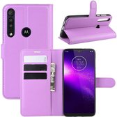 Voor Motorola One Macro / G8 Spelen Litchi Texture Horizontale Flip Leren Case met Portemonnee & Houder & Kaartsleuven (Paars)